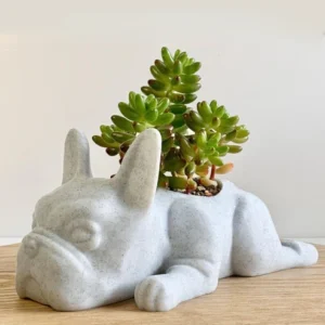 Frenchie Statue Planter Resin Flower Pot