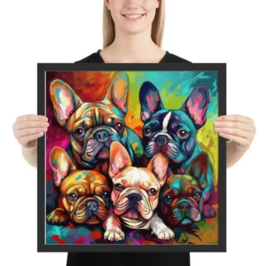 Frenchies Love - Premium Framed Poster for French Bulldog Enthusiasts - 18″×18″